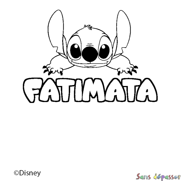 Coloriage pr&eacute;nom FATIMATA - d&eacute;cor Stitch