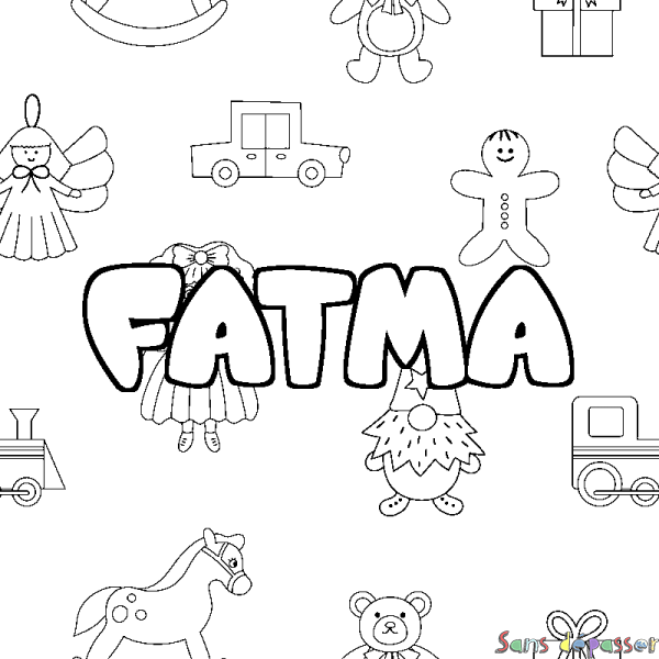 Coloriage prénom FATMA - d&eacute;cor Jouets