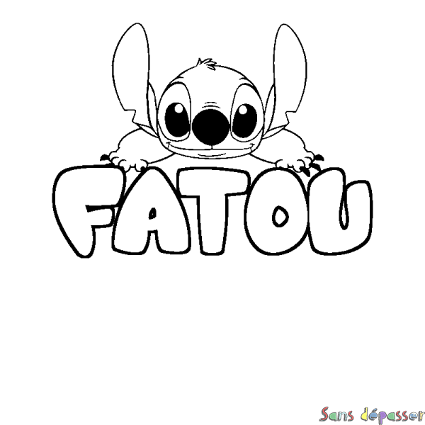 Coloriage prénom FATOU - d&eacute;cor Stitch