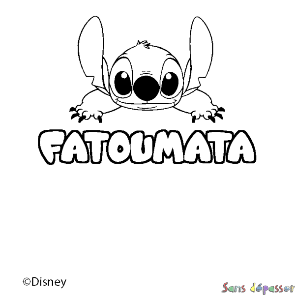 Coloriage pr&eacute;nom FATOUMATA - d&eacute;cor Stitch