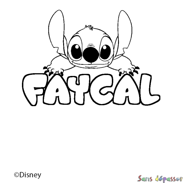Coloriage pr&eacute;nom FAYCAL - d&eacute;cor Stitch