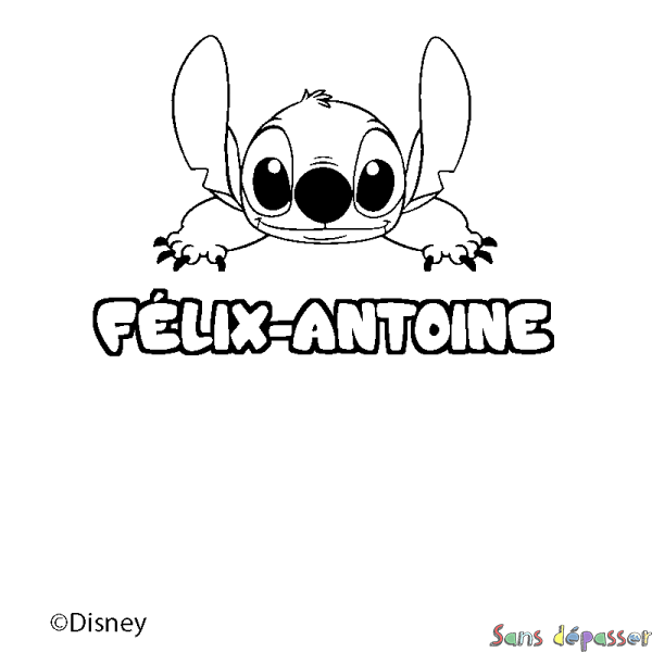 Coloriage pr&eacute;nom F&Eacute;LIX-ANTOINE - d&eacute;cor Stitch