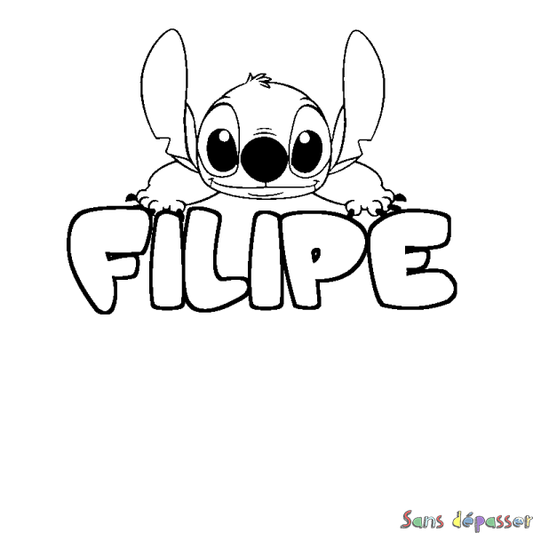Coloriage prénom FILIPE - d&eacute;cor Stitch