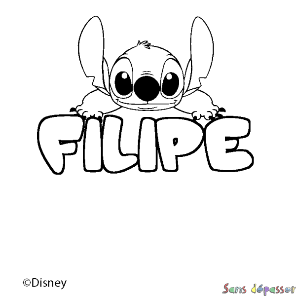 Coloriage pr&eacute;nom FILIPE - d&eacute;cor Stitch