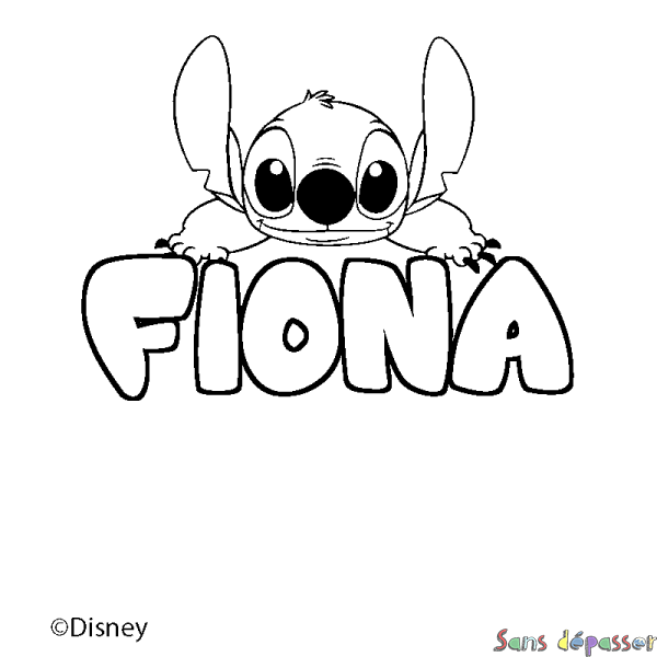 Coloriage pr&eacute;nom FIONA - d&eacute;cor Stitch
