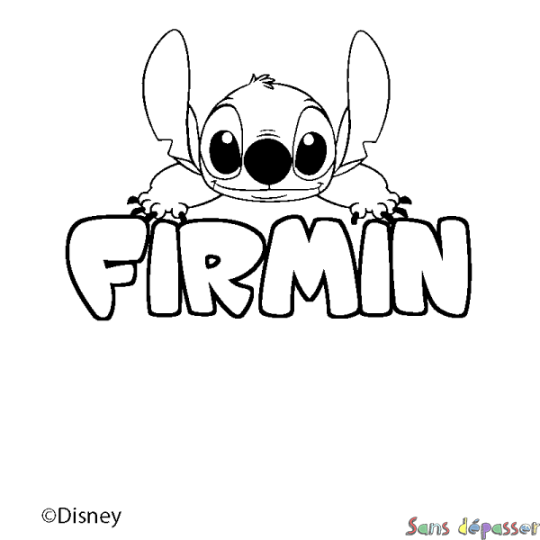 Coloriage pr&eacute;nom FIRMIN - d&eacute;cor Stitch