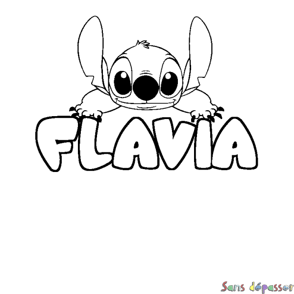Coloriage prénom FLAVIA - d&eacute;cor Stitch