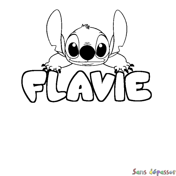 Coloriage prénom FLAVIE - d&eacute;cor Stitch