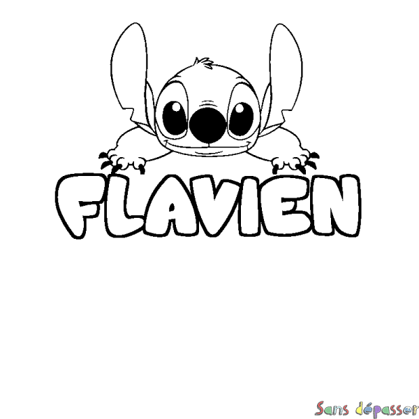 Coloriage prénom FLAVIEN - d&eacute;cor Stitch