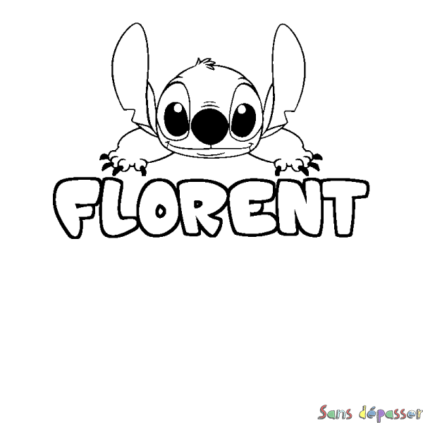 Coloriage prénom FLORENT - d&eacute;cor Stitch