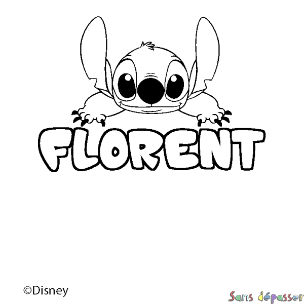 Coloriage pr&eacute;nom FLORENT - d&eacute;cor Stitch