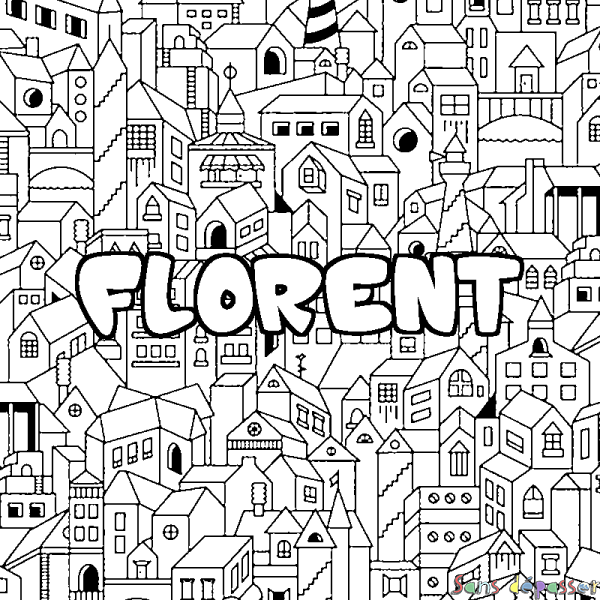 Coloriage prénom FLORENT - d&eacute;cor Ville