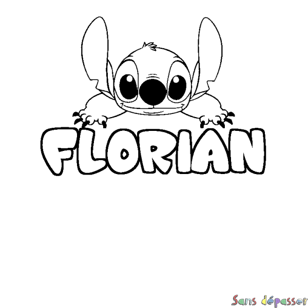 Coloriage prénom FLORIAN - d&eacute;cor Stitch