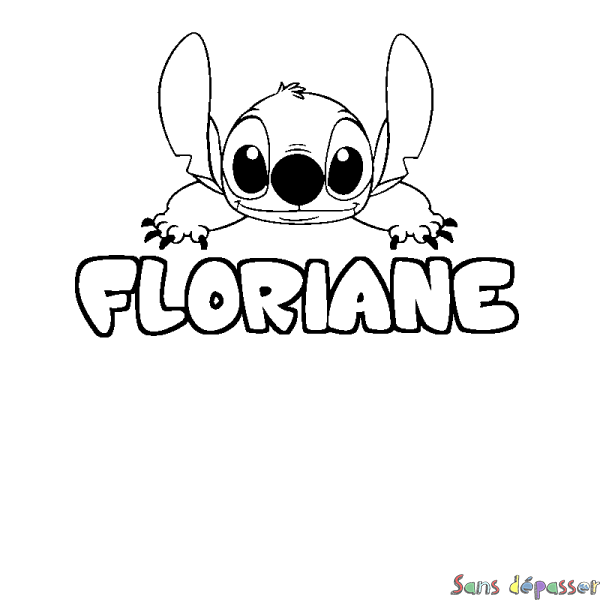 Coloriage prénom FLORIANE - d&eacute;cor Stitch