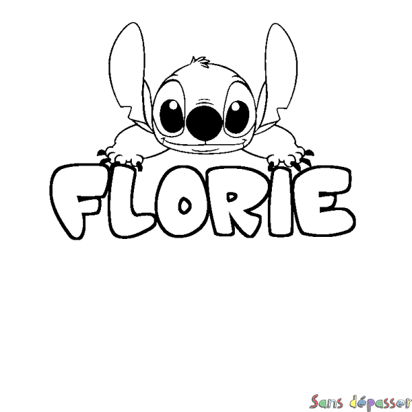 Coloriage prénom FLORIE - d&eacute;cor Stitch