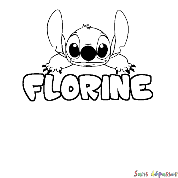 Coloriage prénom FLORINE - d&eacute;cor Stitch
