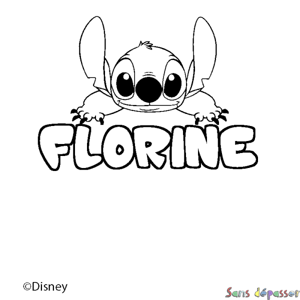 Coloriage pr&eacute;nom FLORINE - d&eacute;cor Stitch