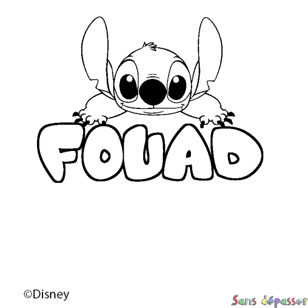 Coloriage pr&eacute;nom FOUAD - d&eacute;cor Stitch