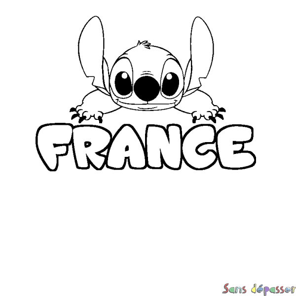 Coloriage prénom FRANCE - d&eacute;cor Stitch
