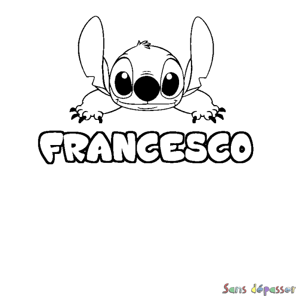 Coloriage prénom FRANCESCO - d&eacute;cor Stitch