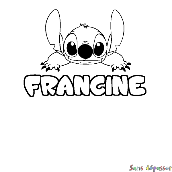 Coloriage prénom FRANCINE - d&eacute;cor Stitch