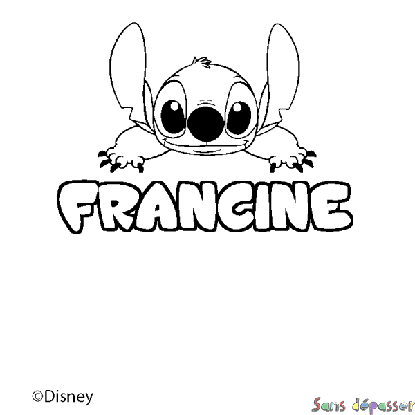 Coloriage pr&eacute;nom FRANCINE - d&eacute;cor Stitch