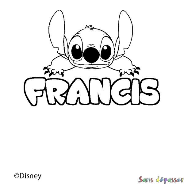 Coloriage pr&eacute;nom FRANCIS - d&eacute;cor Stitch