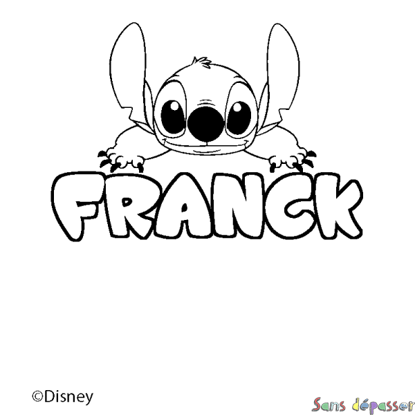 Coloriage pr&eacute;nom FRANCK - d&eacute;cor Stitch
