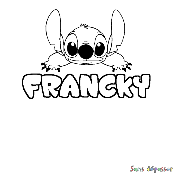 Coloriage prénom FRANCKY - d&eacute;cor Stitch