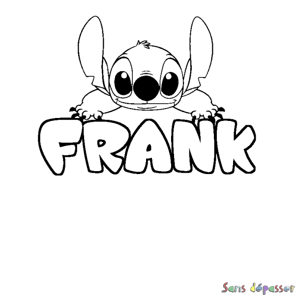 Coloriage prénom FRANK - d&eacute;cor Stitch
