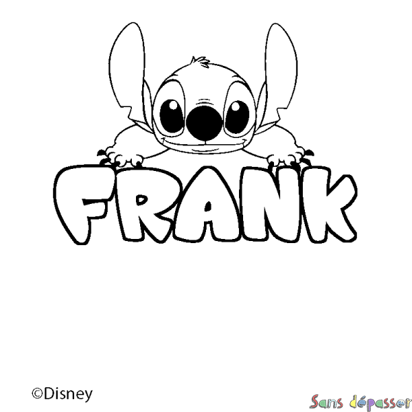 Coloriage pr&eacute;nom FRANK - d&eacute;cor Stitch
