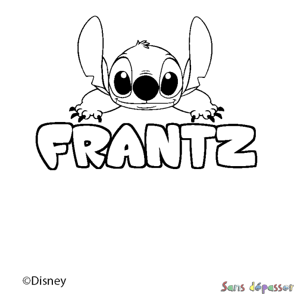 Coloriage pr&eacute;nom FRANTZ - d&eacute;cor Stitch