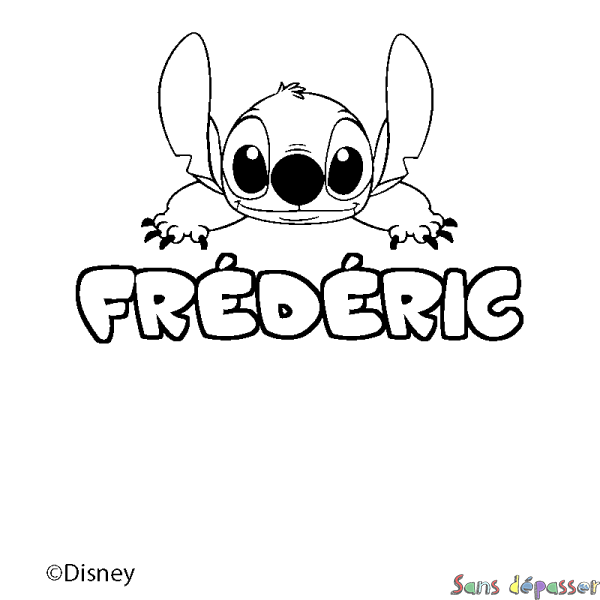 Coloriage pr&eacute;nom FR&Eacute;D&Eacute;RIC - d&eacute;cor Stitch