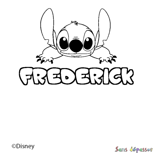 Coloriage pr&eacute;nom FREDERICK - d&eacute;cor Stitch