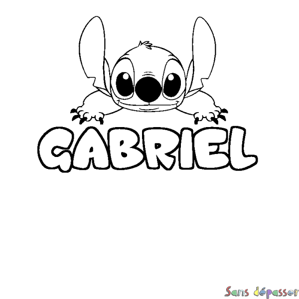 Coloriage prénom GABRIEL - d&eacute;cor Stitch