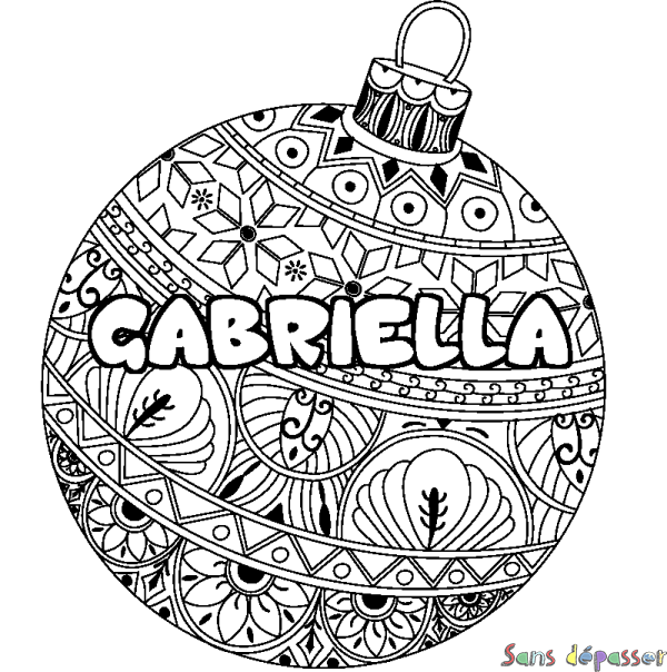 Coloriage prénom GABRIELLA - d&eacute;cor Boule de No&euml;l
