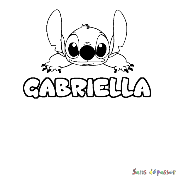 Coloriage prénom GABRIELLA - d&eacute;cor Stitch