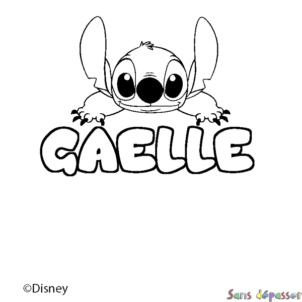 Coloriage pr&eacute;nom GAELLE - d&eacute;cor Stitch