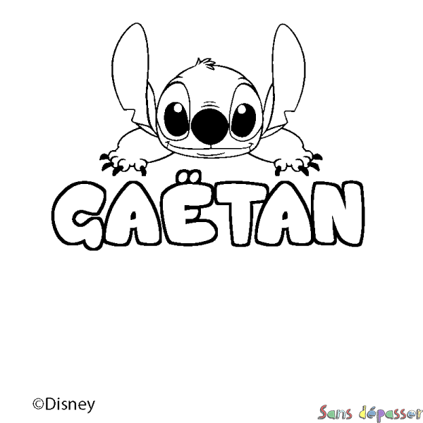 Coloriage pr&eacute;nom GA&Euml;TAN - d&eacute;cor Stitch
