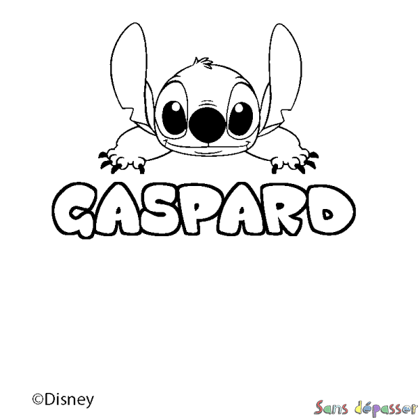 Coloriage pr&eacute;nom GASPARD - d&eacute;cor Stitch