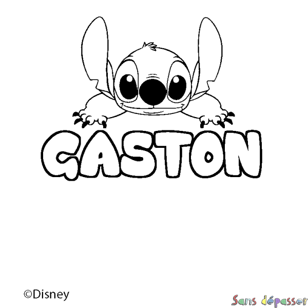 Coloriage pr&eacute;nom GASTON - d&eacute;cor Stitch