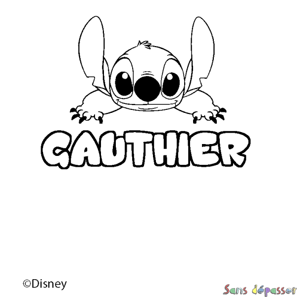 Coloriage pr&eacute;nom GAUTHIER - d&eacute;cor Stitch