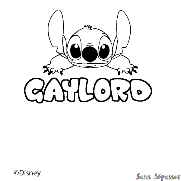 Coloriage pr&eacute;nom GAYLORD - d&eacute;cor Stitch