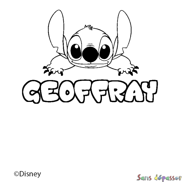Coloriage pr&eacute;nom GEOFFRAY - d&eacute;cor Stitch