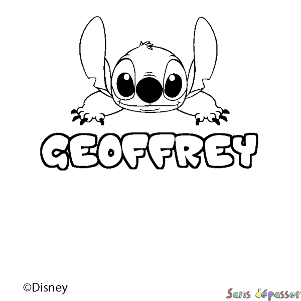 Coloriage pr&eacute;nom GEOFFREY - d&eacute;cor Stitch