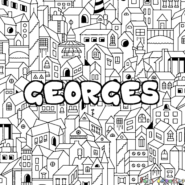 Coloriage prénom GEORGES - d&eacute;cor Ville