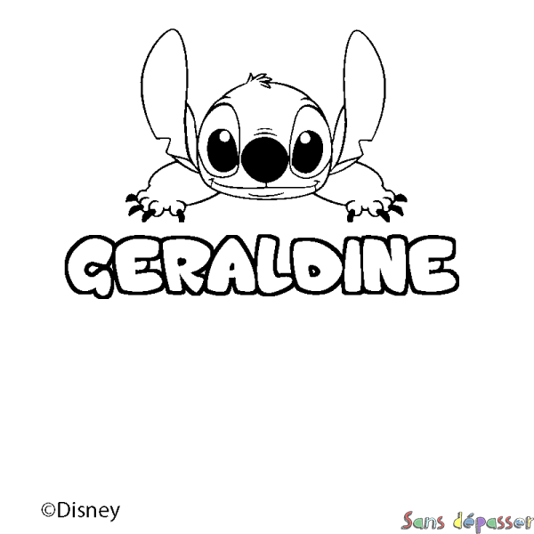 Coloriage pr&eacute;nom GERALDINE - d&eacute;cor Stitch