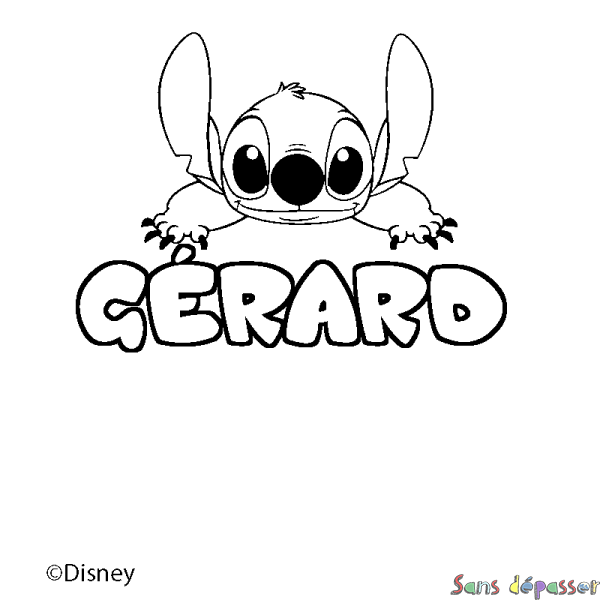 Coloriage pr&eacute;nom G&Eacute;RARD - d&eacute;cor Stitch