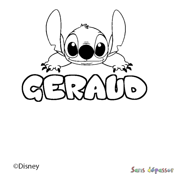 Coloriage pr&eacute;nom GERAUD - d&eacute;cor Stitch