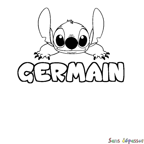 Coloriage prénom GERMAIN - d&eacute;cor Stitch